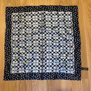 Coach Black & White Signature Polka Dot Silk Square Scarf